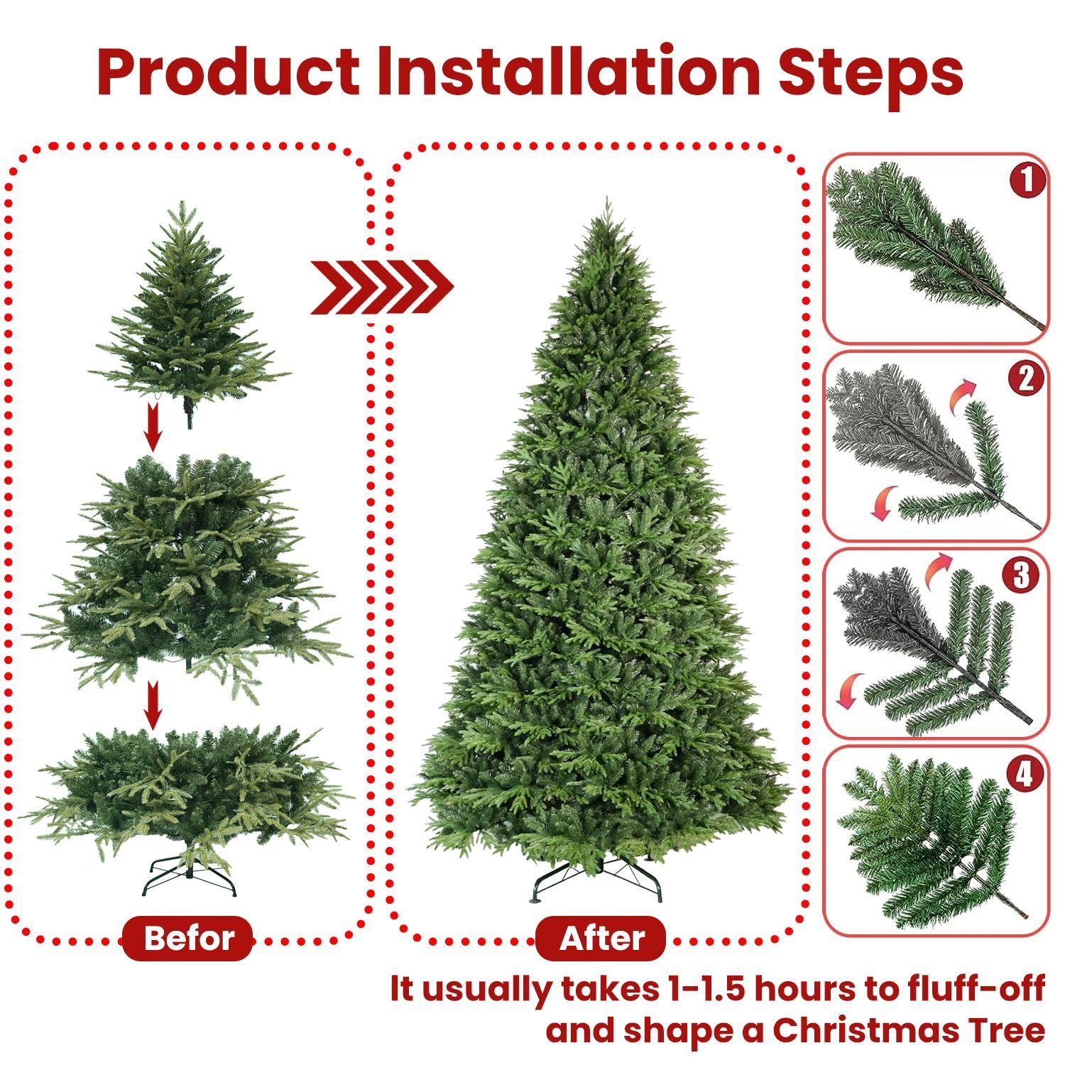 4ft PE PVC Hybrid Automatic Tree Steel Wire Wire Artificial Christmas Tree - Image 10