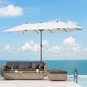 Patio Umbrella Double-Sided Outdoor Market Extra Large Umbrella with Crank Handle for Deck